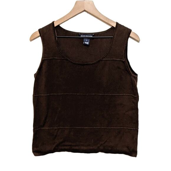 Jones New York Signature Sweater Womens L Brown Vest Sleeveless Cropped Casual - Picture 1 of 5